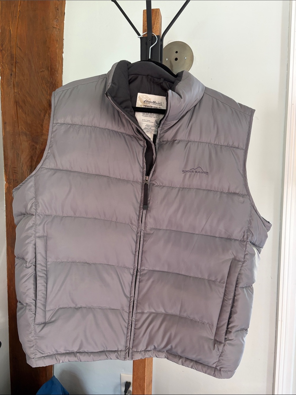 Eddie Bauer Light Gray Quilted Down Puffer Vest